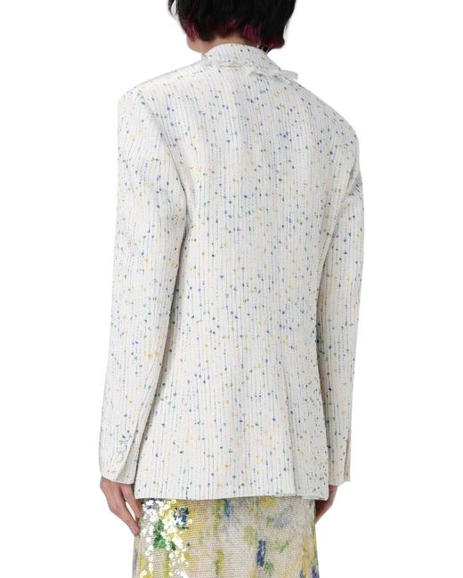 MSGM Gray Bouclé-Blazer Mit Fransen
