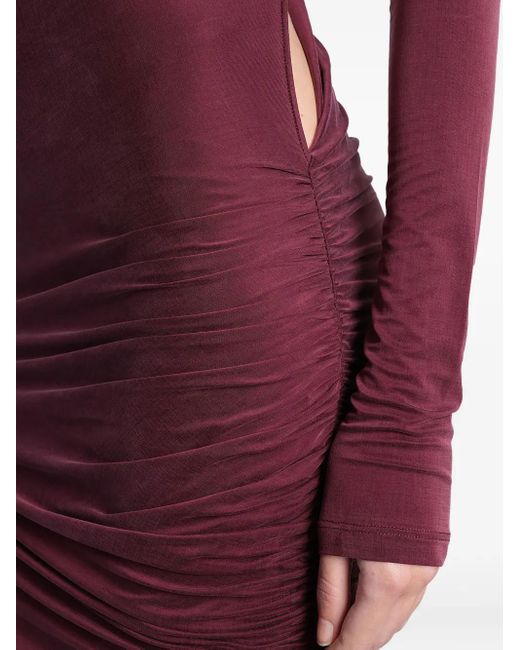 ANDAMANE Red Open Back Ruched Dress