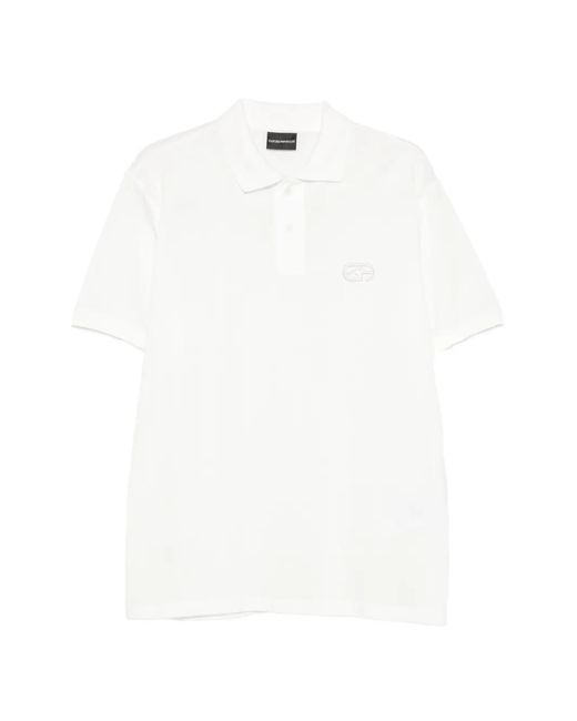 Emporio Armani White Logo Cotton Polo Shirt for men