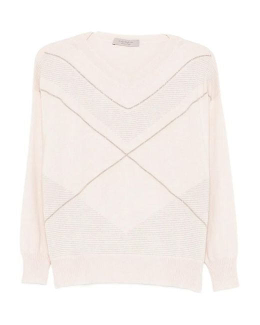 D.exterior Natural Metallic-Detail Wool Sweater