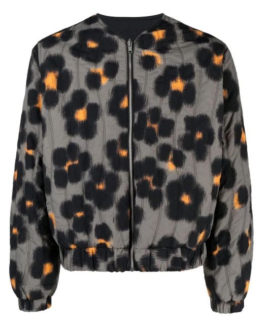 KENZO Black Hana Leopard Reversible Bomber Jacket for men