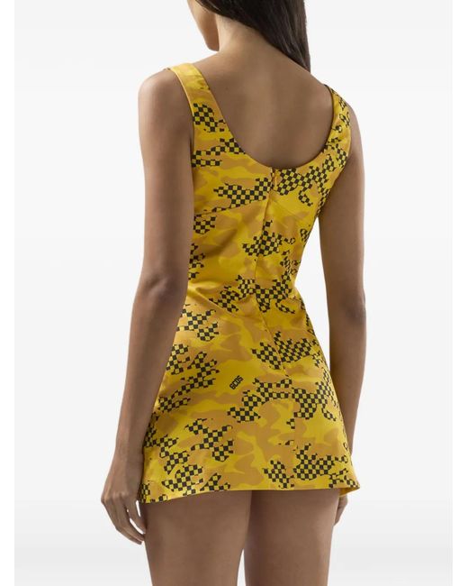 Gcds Yellow Printed Mini Dress