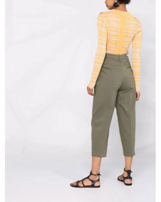 Blanca Vita Black Pressed-Crease Cropped Trousers