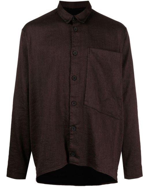 Transit Black Patch-pocket Button-up Shirt for men