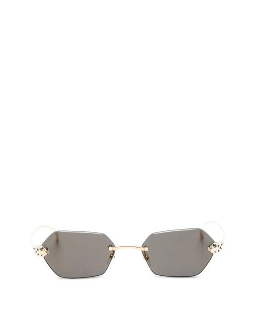 Cartier Metallic Geometric-Frame Sunglasses