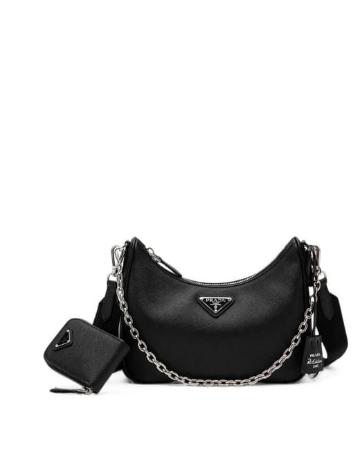 Prada Black Re-Edition 2005 Saffiano Leather Shoulder Bag