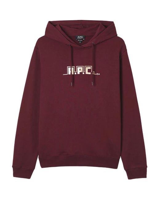 Sudadera con capucha y logo bordado A.P.C. de hombre de color Red
