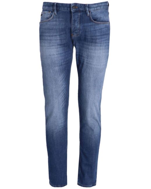 Jeans slim con applicazione da Uomo di Emporio Armani in Blu | Lyst