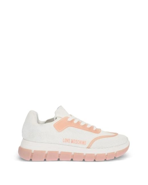 Moschino Pink Perforated Panelled Sneakers