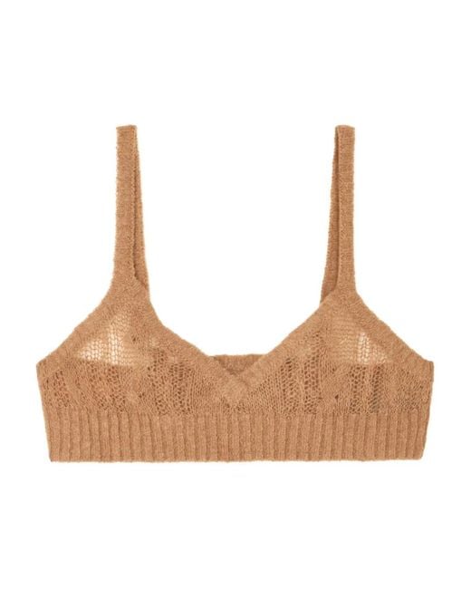 Alanui Brown Desert Drift Cable-Knit Top