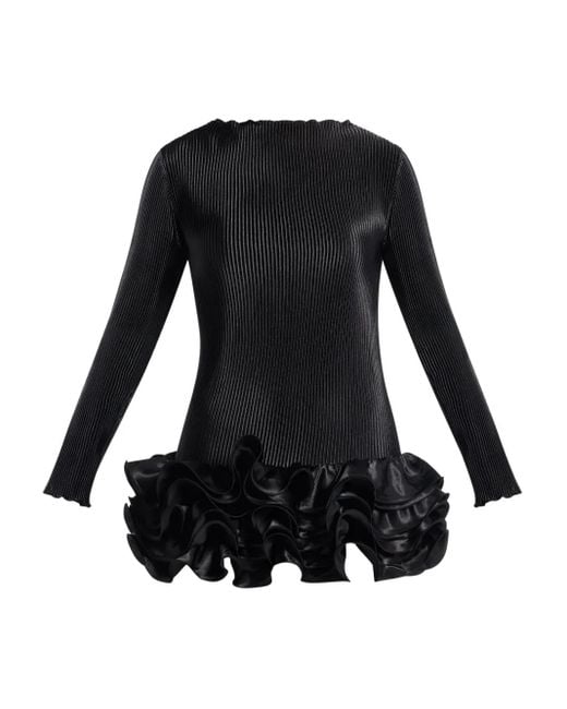 L'ide Park Avenue Ruffled Mini Dress in Black | Lyst