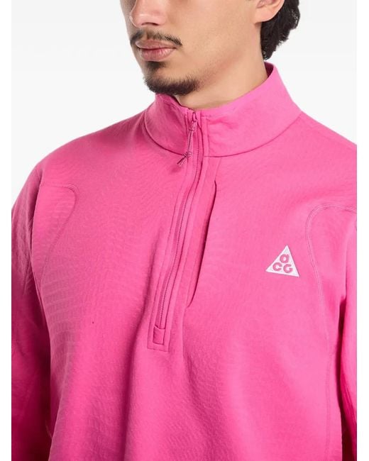 Nike Pink Acg Wolf Grid Therma-Fit 1/2-Zip Hiking Top for men
