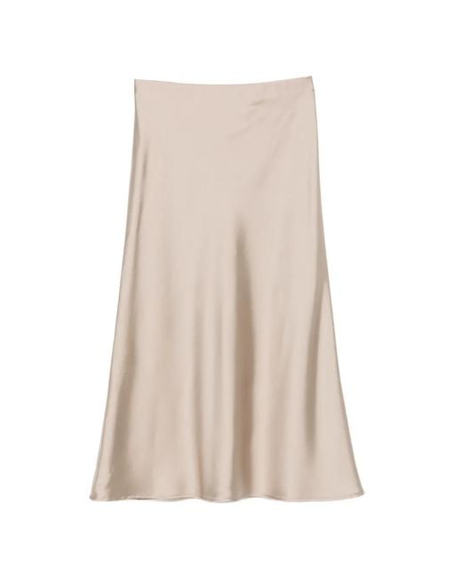 Imperial Natural Satin-Finish Flared Midi Skirt