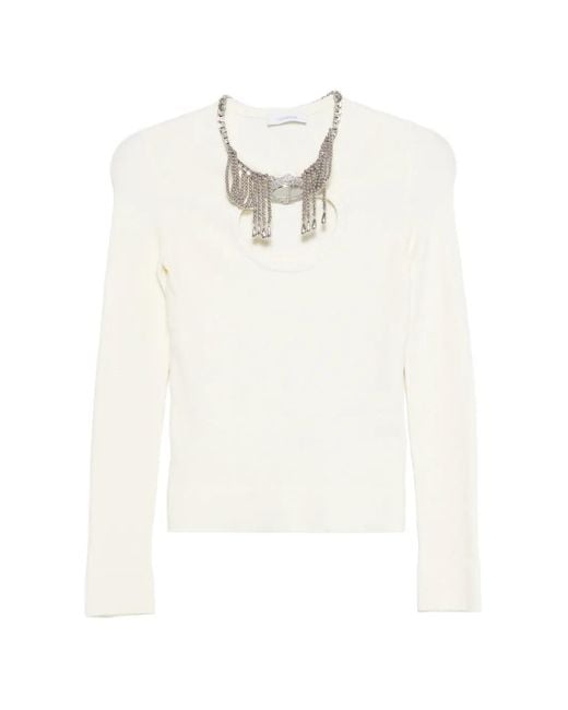 Rabanne White Cutout Long-Sleeve Blouse