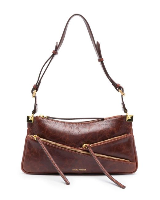 MANU Atelier Brown Three Zipped Shoulder Bag
