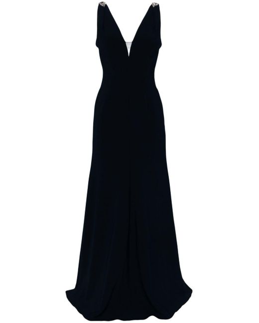 Jenny Packham Black Lola V-neck Maxi Dress