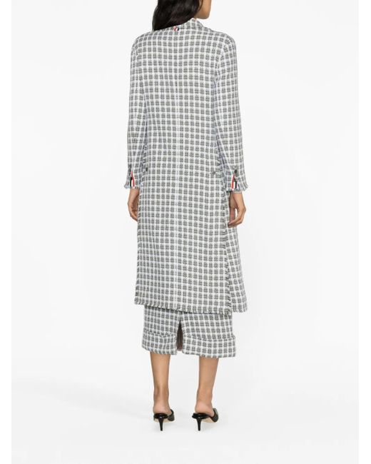 Thom Browne Gray Check-Pattern Tweed Coat