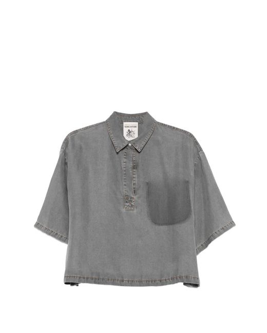 Semicouture Gray Shana Short-Sleeve Shirt