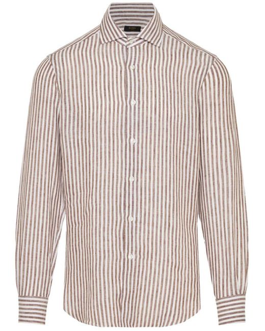 Barba Napoli Brown Striped Shirt for men