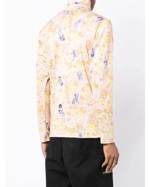 Liberal Youth Ministry Natural Floral Motif Print High Neck Top for men