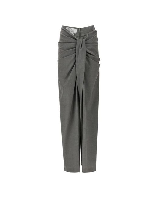GIUSEPPE DI MORABITO Gray Draped Asymmetric Trousers