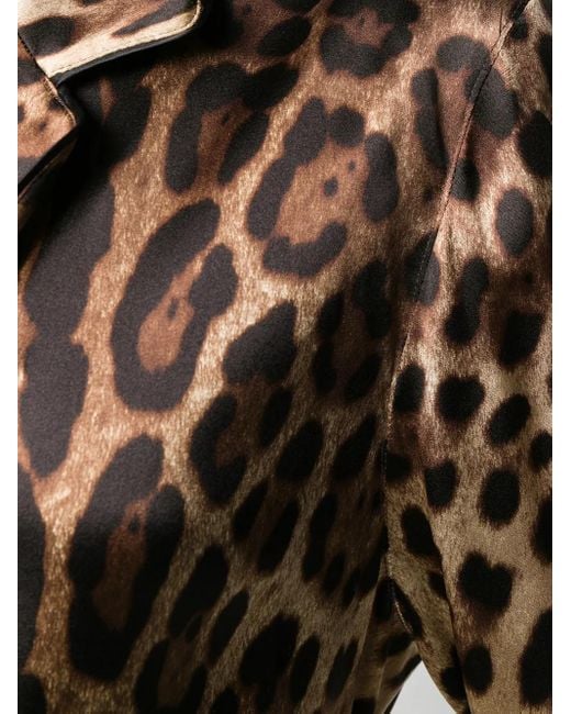 Dolce & Gabbana Black Leopard-Print Belted Pajama Shirt