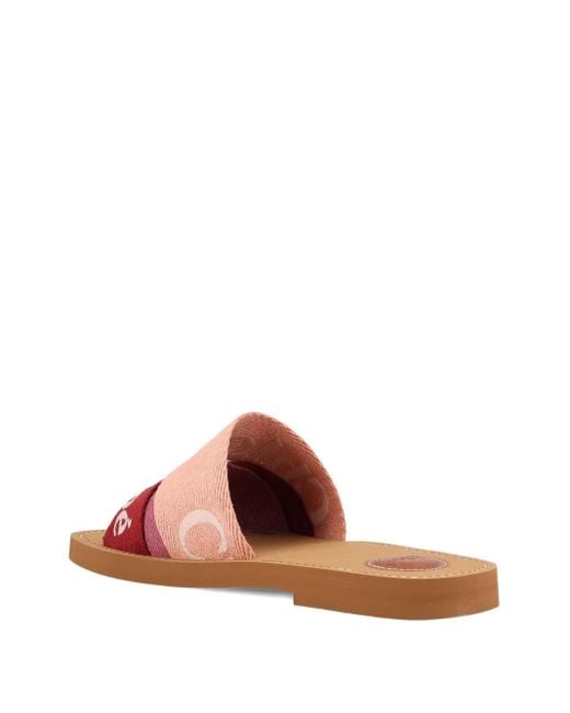 Chloé Pink Logo-Embellished Sandals