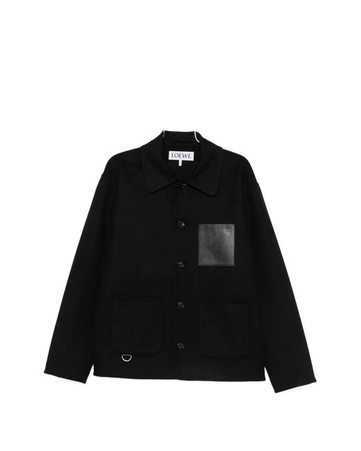 Loewe Black Leather-Patch Jacket for men