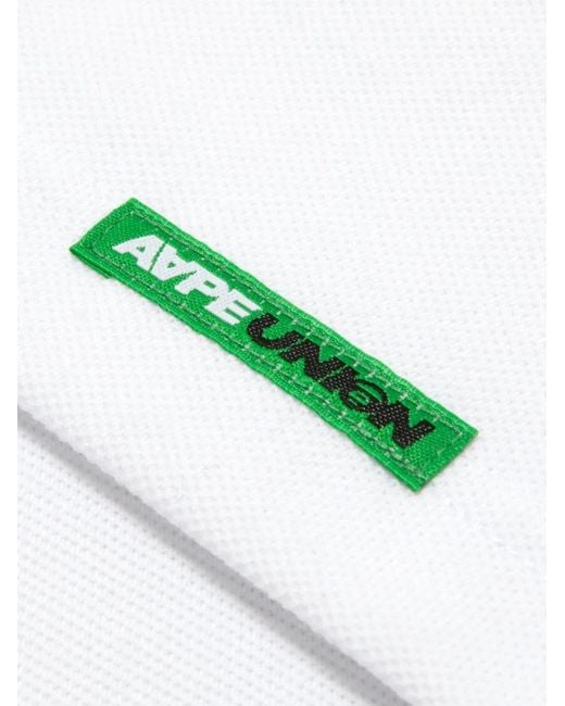 Aape By A Bathing Ape White Contrast Trim Polo Shirt for men