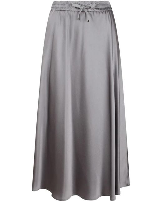 Herno Gray Satin Maxi Skirt