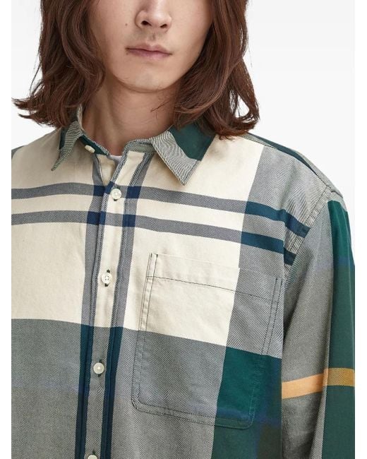 Barbour Gray Check-Pattern Patch-Pocket Shirt for men