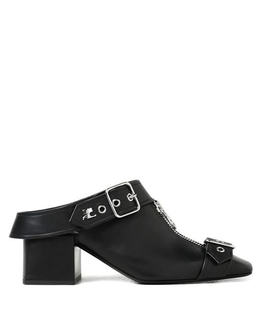 Courreges Black Gogo Buckle Mules