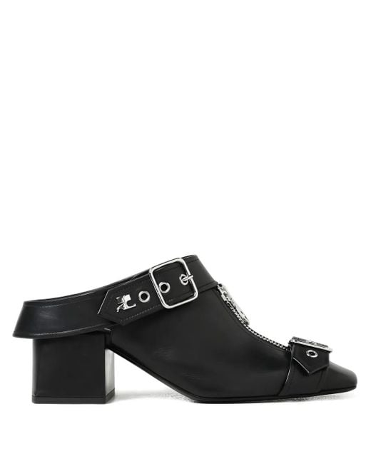 Courreges Black Gogo Mules mit Schnalle