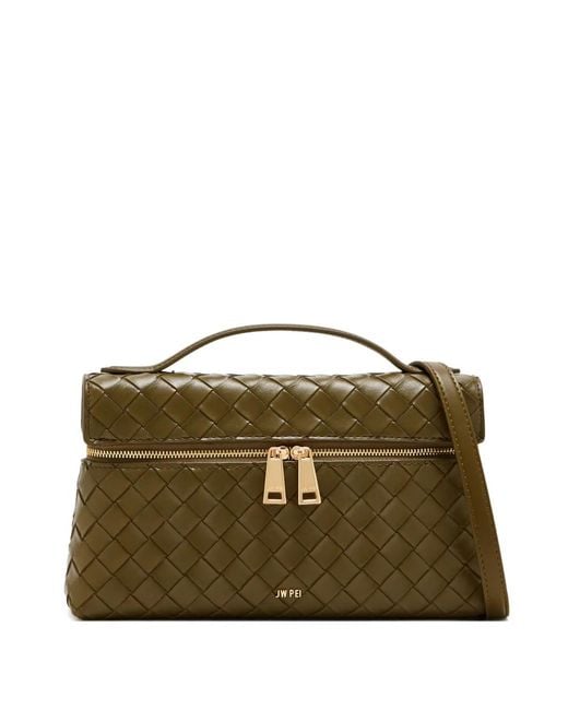JW PEI Green Woven Top-Handle Satchel