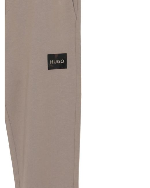 HUGO Gray Drawstring Logo Patch Trousers for men
