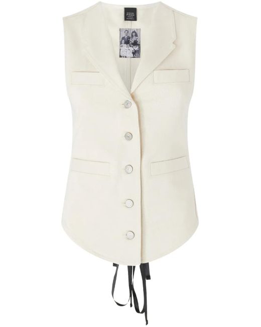Pinko White Tailored Cotton Vest