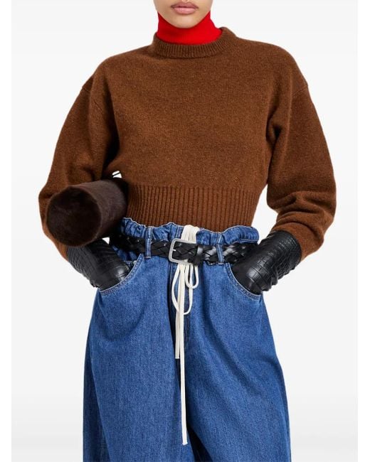 Proenza Schouler Brown Randi Ribbed-Knit Sweater