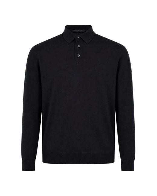 Kiton Blue Long-Sleeve Polo Shirt for men