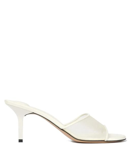 Jacquemus White Mesh-Panel Stiletto-Heel Mules
