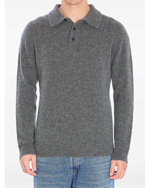 Roberto Collina Gray Cashmere Blend Polo Shirt for men