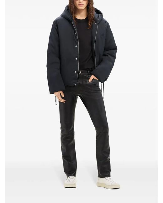 Courreges Black Logo-Appliqué Hooded Puffer Jacket