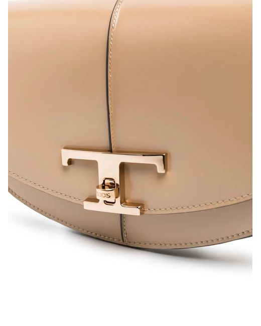 Tod's Natural T-Plaque Leather Tote Bag