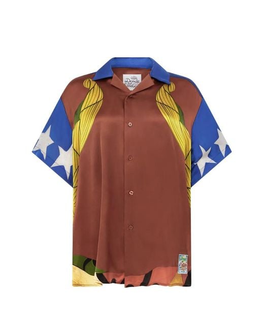 Donde Esteban Blue Chemise Palenque À Imprimé Graphique