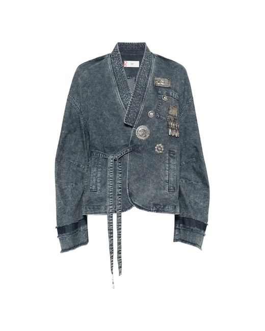 Hui Milano Blue Embellished Denim Jacket