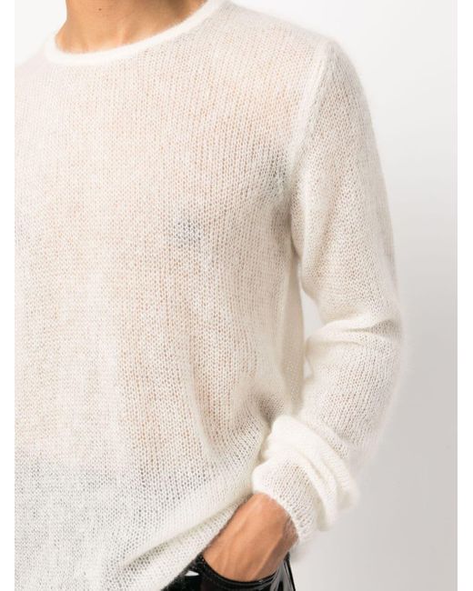 Gucci White Open-knit Mohair-silk Jumper for men
