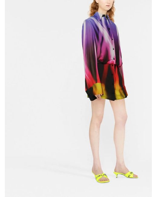 The Attico Pink Purple Margot Printed Mini Dress - Women's - Polyester/viscose