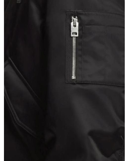 HUGO Black Logo-Plaque Bomber Jacket for men