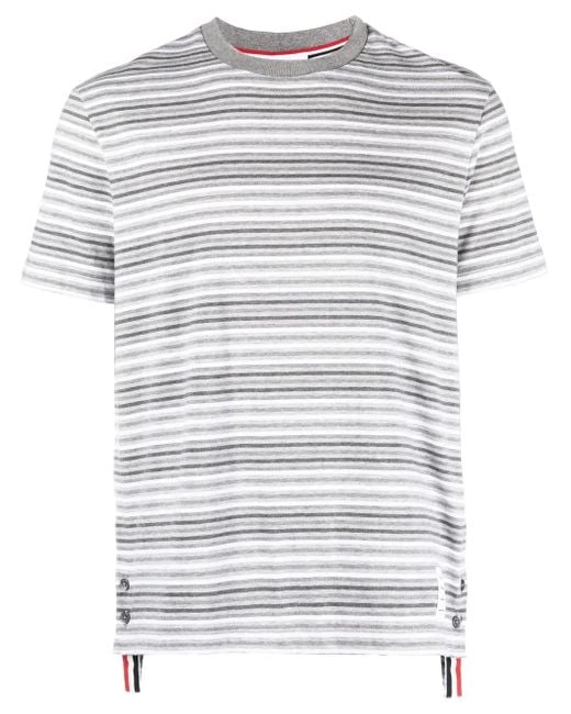 メンズ Thom Browne ストライプ Tシャツ Gray