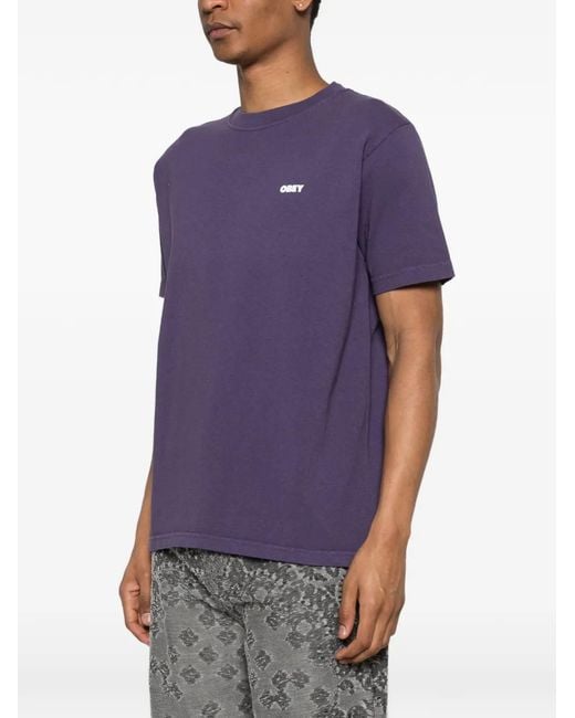 Obey Purple Crew-Neck Logo T-Shirt for men