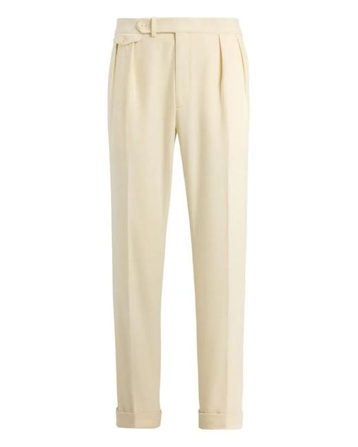 Ralph Lauren Natural Pleated Wool Trousers for men